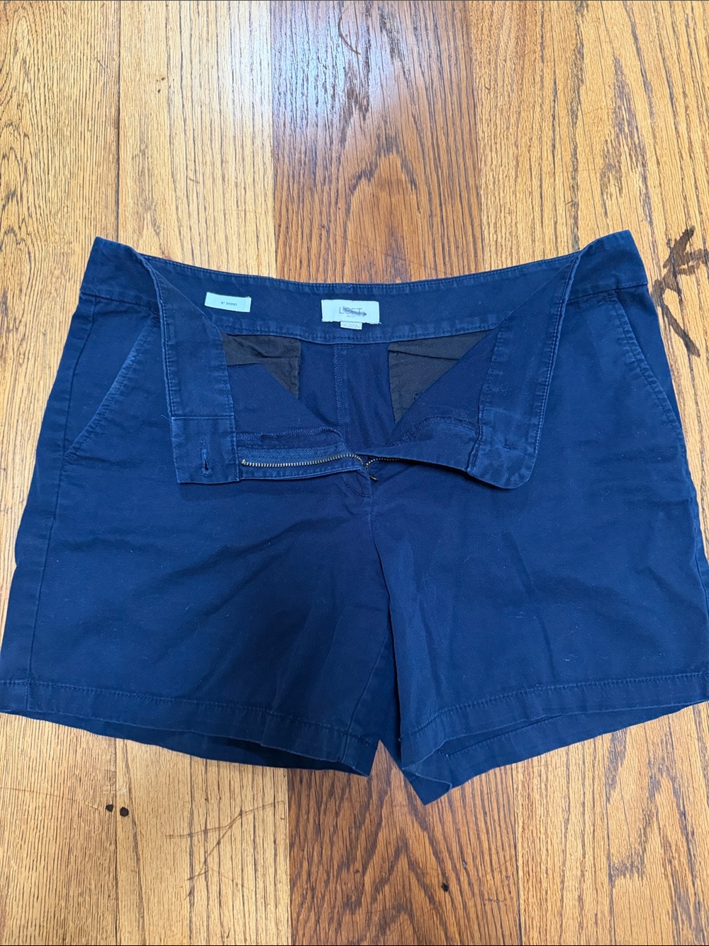 LOFT Navy High-Rise Casual Bermuda Shorts